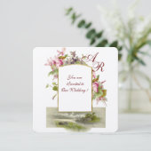 Invitation ROMANTIQUE MONOGRAMME, CYCLAMENS ROSES, Floral Arg (Debout devant)