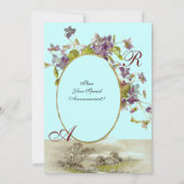 Invitation ROMANTIQUE MONOGRAMME / VIOLETTES, vert violet, bl (Dos)