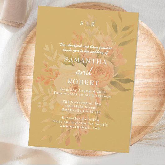 Invitation Romantique Mustard Boho Floral
