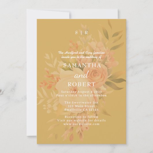Invitation Romantique Mustard Boho Floral (Devant)
