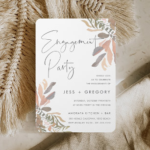 Invitation Romantique Neutral Boho Floral Engagement Party