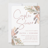 Invitation Romantique Neutre Boho Floral Couples Douche (Devant)