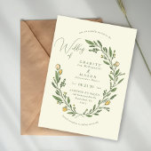 Invitation Romantique Neutre Floral Crest Élégant Mariage
