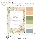 Invitation Romantique Neutre Vintage Hydrangeas Mariage