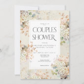 Invitation Romantique Neutre Vintage Hydrangée Couples Douche (Devant)