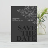 Invitation Romantique noir blanc floral Enregistrer la date (Debout devant)
