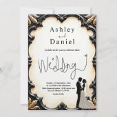 Invitation Romantique Noir et Blanc Classique Mariage (Devant)