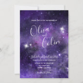 Invitation Romantique Nuit Ciel Starlight Violet Mariage (Devant)