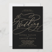 Invitation Romantique or et noir QR Code tout en un Mariage (Devant)
