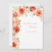 Invitation Romantique Orange et Roses Blanches Mariage blanc (Dos)