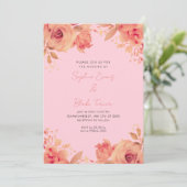 Invitation Romantique Orange Rose Été Pastel Pink Mariage (Debout devant)