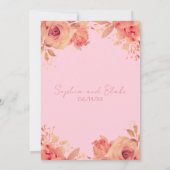 Invitation Romantique Orange Rose Été Pastel Pink Mariage (Dos)