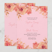 Invitation Romantique Orange Rose Été Pastel Pink Mariage (Devant / Derrière)
