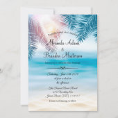 Invitation Romantique Palm Tree Tropical Island Beach Mariage (Devant)