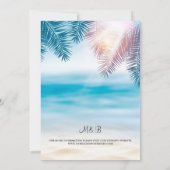 Invitation Romantique Palm Tree Tropical Island Beach Mariage (Dos)