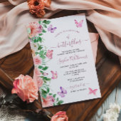Invitation Romantique Papillon Floral Douche nuptiale Invitat