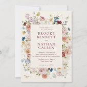 Invitation Romantique Papillon Floral Frame Mariage (Devant)