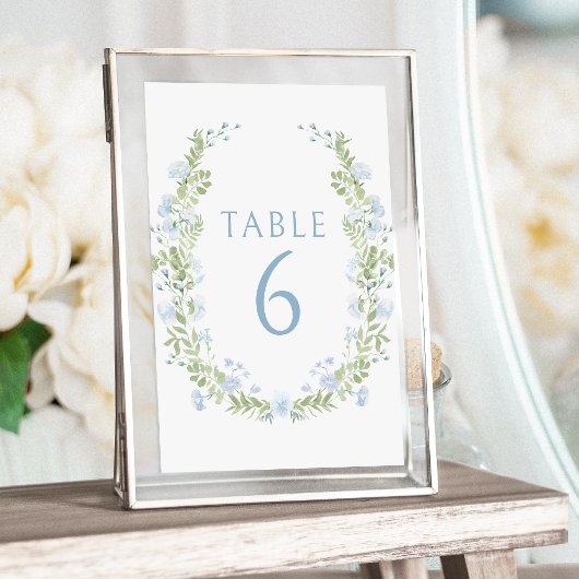 Invitation Romantique pastel bleu fleur mariage numéros de ta