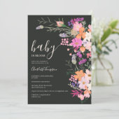 Invitation Romantique pastel fleurs sauvages baby shower de p (Debout devant)