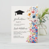 Invitation Romantique pastel fleurs sauvages printemps gradua (Debout devant)