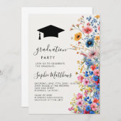 Invitation Romantique pastel fleurs sauvages printemps gradua (Devant / Derrière)