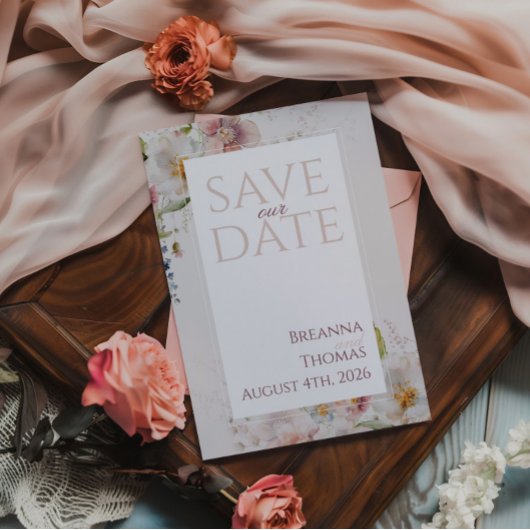 Invitation Romantique Pastel Floral Printemps Design