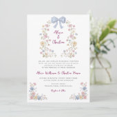 Invitation Romantique Pastel Flower Garden Mariage Inviter (Debout devant)