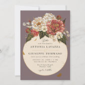 Invitation Romantique Peint Floral Mariage Faux Or (Devant)