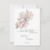 Invitation Romantique Peony Mariage Floral Enregistrer La Dat (Devant)