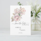 Invitation Romantique Peony Mariage Floral Enregistrer La Dat (Debout devant)