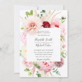 Invitation Romantique Peony rose Mariage de script floral (Devant)
