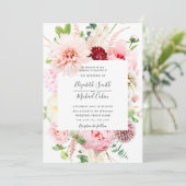 Invitation Romantique Peony rose Mariage de script floral (Debout devant)