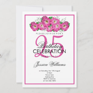 Invitation Romantique Pétunias Rose Anniversaire