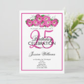 Invitation Romantique Pétunias Rose Anniversaire (Debout devant)