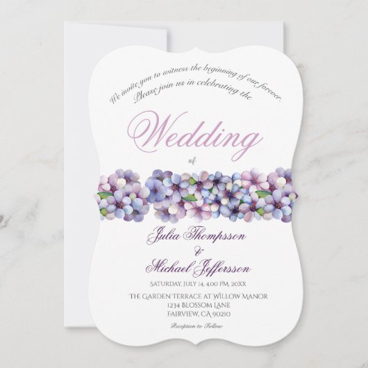 Invitation Romantique Poétique Lilac Aquarelle Mariage Floral (Devant)