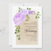 Invitation Romantique Purple Tons Roses Boho Floral Mariage (Devant)