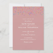 Invitation Romantique Rainbow Confetti Dusty Mariage Rose (Devant)