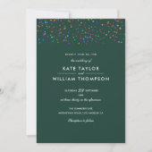 Invitation Romantique Rainbow Confetti Emerald Mariage photo (Devant)