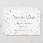 Invitation Romantique Rainbow Confetti Sauvez la date (Devant)