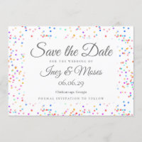 Romantique Rainbow Confetti Sauvez la date