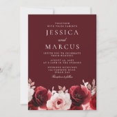 Invitation Romantique Red Elegance Rose Mariage (Devant)