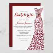 Invitation Romantique Red Love Coeur robe Bachelorette Party (Devant / Derrière)
