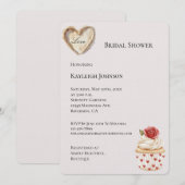 Invitation Romantique Red Rose Hearts Cupcake Fête des mariée (Devant / Derrière)