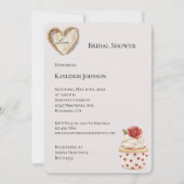 Invitation Romantique Red Rose Hearts Cupcake Fête des mariée (Devant)
