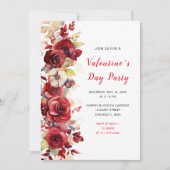 Invitation Romantique Red Roses Floral Valentine's Party (Devant)