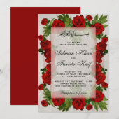 Invitation Romantique Red Roses Frame islamique musulman Mari (Devant / Derrière)