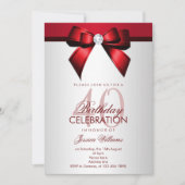 Invitation Romantique Red & Silver 40e fête d'anniversaire (Devant)