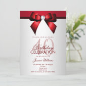 Invitation Romantique Red & Silver 40e fête d'anniversaire (Debout devant)