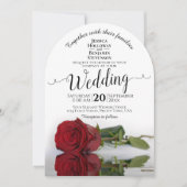 Invitation Romantique reflétant Rose rouge Élégant Mariage d' (Devant)