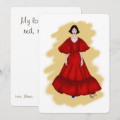 Invitation Romantique robe rouge avec un style jaune doux (Devant / Derrière)